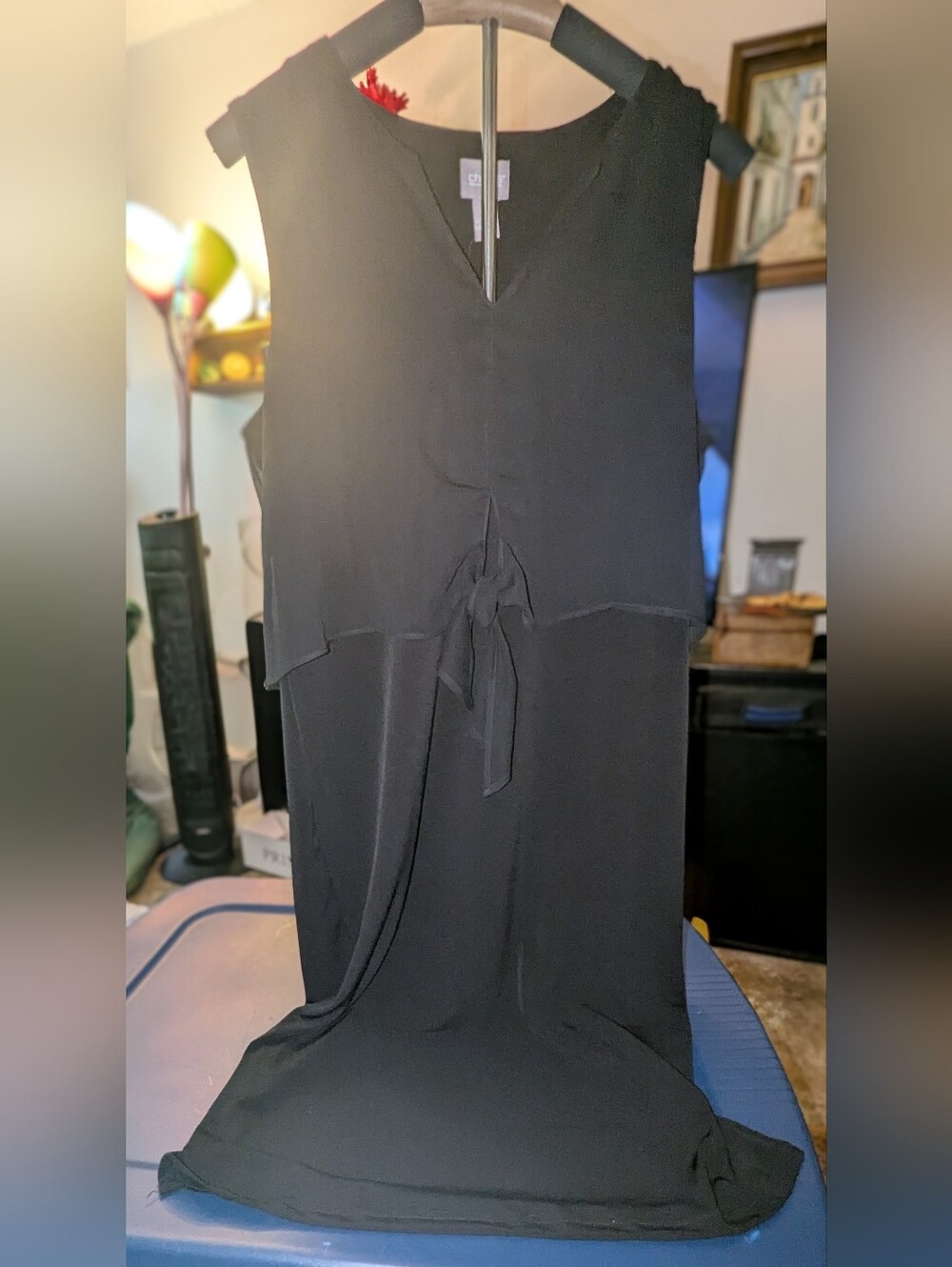 Chico's Black Sleeveless Tie-Waist Maxi Dress